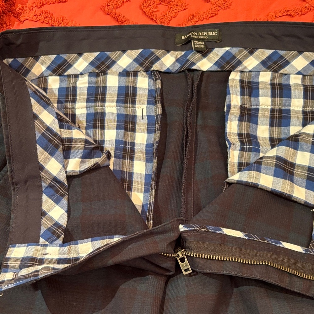 Banana Republic Men's Chinos - Blue and Brown Plaid - Picture 3 of 7